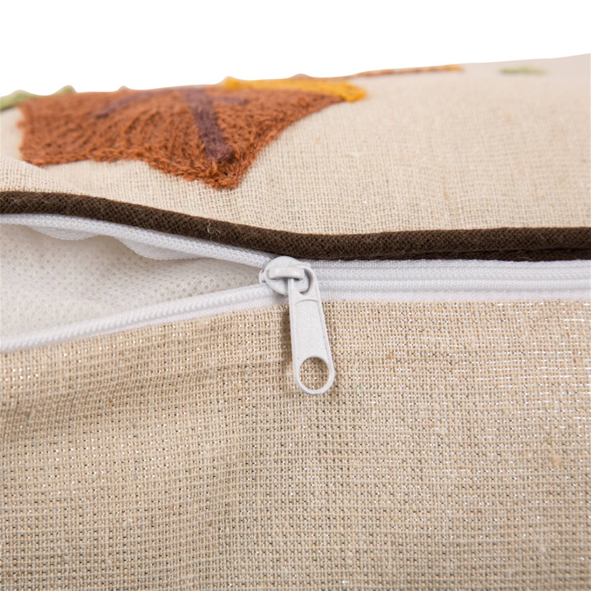 Glitzhome® Embroidered Fall Leaves Pillow
